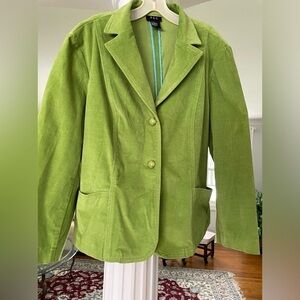 RQT women’s long sleeve front two buttons two pockets green Corturoy blazer 18